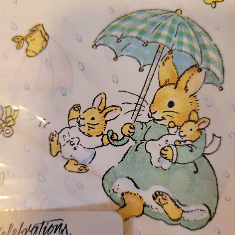 NOS ~ Celebrations by Gibson Baby Shower Gift Wrap ~ Woodland Animals ~ FINAL!